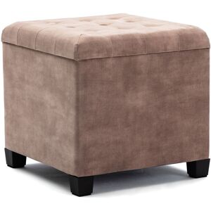 Home® 45cm Cube Cloud Velvet Padded Seat Ottoman Storage Stool Box, Footstool Pouffes Chair with Lids (Tan, Cloud Velvet) - tan - HNN
