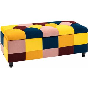 114 x 47 x 47cm Velvet Storage Ottoman, Button-tufted Footstool Box Multicolored - Multicolor - Homcom