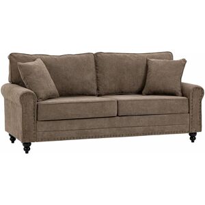 2 Seater Sofas Fabric Sofa with Nailhead Trim Cushions and Throw Pillows Brown - Brown - Homcom