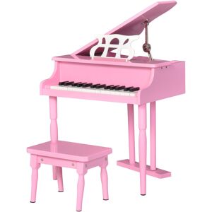 30 Keys Mini Kids Piano with Music Stand and Bench Best Gifts Toy - Pink - Homcom