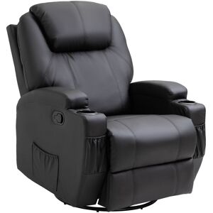 Homcom - 8-Point Massage Recliner Chair Sofa Rocking Swivel w/ Remote Control - Black