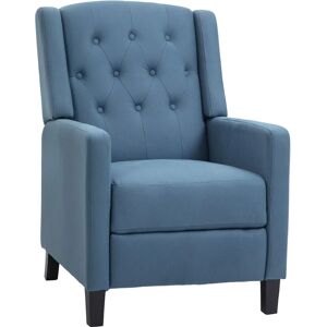 Homcom - Button Tufted Recliner Chair, Microfibre Cloth Reclining Armchair Blue - Blue