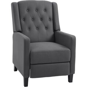 Homcom - Button Tufted Recliner Chair, Microfibre Cloth Reclining Armchair Charcoal grey - Charcoal grey