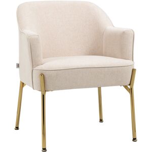 Fabric Armchair Accent Chair w/ Metal Legs for Living Room Bedroom Cream - Cream - Homcom