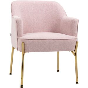 Fabric Armchair Accent Chair w/ Metal Legs for Living Room Bedroom Pink - Pink - Homcom