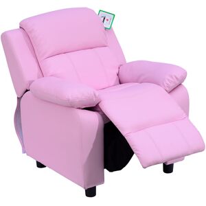 Kids Children Recliner Lounger Armchair Sofa pu Leather w/ Storage Space Pink - Pink - Homcom