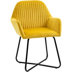 Modern Accent Chair Velvet-Feel Upholstered Lounge Armchair Yellow - Yellow - Homcom