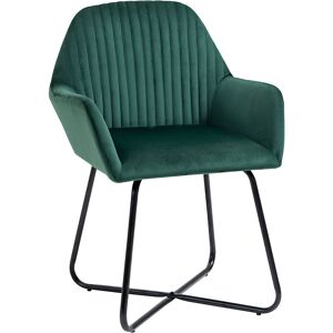 Modern Accent Chair Velvet-Feel Upholstered Lounge Armchair Green - Green - Homcom