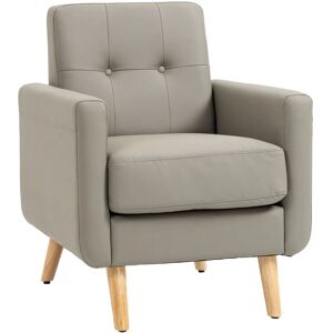 Retro Armchair Upholstered Fireside Chair w/ Tufted Back for Living Room Grey - Grey - Homcom