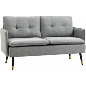 Homcom - Modern Upholstered Two Seater Sofa for Bedroom Living Room Grey - Grey