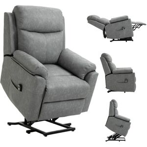 Homcom - Power Lift Chair Electric Riser Recliner with Remote Control Grey - Charcoal grey