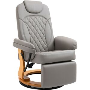 Homcom - Recliner Leisure Armchair with Wood Base Footrest for Home Office - Grey