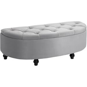 Homcom - Semi-Circle Storage Ottoman Bench Tufted Upholstered Accent Footrest - Grey
