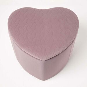 Homescapes - Arundel Heart-Shaped Velvet Footstool with Storage, Pink - Pink