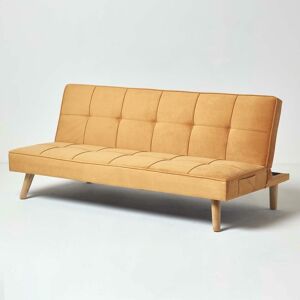 Murphy Velvet Sofa Bed with Armrests, Dark Red - Mustard Gold - Mustard Gold - Mustard Gold - Homescapes