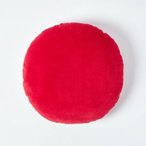 Homescapes - Red Velvet Cushion, 40 cm Round - Red