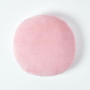 Pink Velvet Cushion, 40 cm Round - Pink - Homescapes