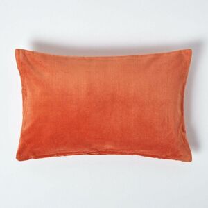 Burnt Orange Velvet Rectangular Cushion Cover, 30 x 50 cm - Orange - Homescapes