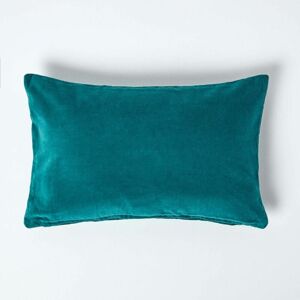 Emerald Green Velvet Rectangular Cushion Cover, 30 x 50 cm - Green - Homescapes