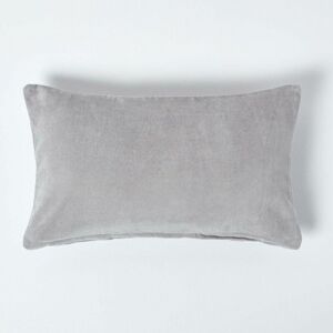 HOMESCAPES Light Grey Velvet Rectangular Cushion Cover, 30 x 50 cm - Grey