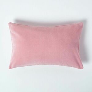 Pink Velvet Rectangular Cushion Cover, 30 x 50 cm - Pink - Homescapes