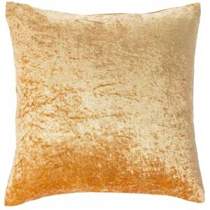 HOMESCAPES Mustard Gold Luxury Crushed Velvet Cushion Cover, 45 x 45cm - Yellow