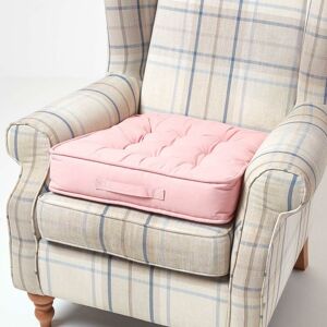 Homescapes - Pink Cotton Armchair Booster Cushion - Pink