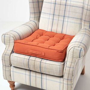 HOMESCAPES Terracotta Cotton Armchair Booster Cushion - Orange