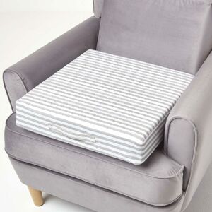 Homescapes - Grey Stripe Cotton Orthopaedic Foam Armchair Booster Cushion - Grey