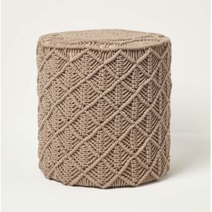 Homescapes - Delilah Brown Macrame Pouffe, 42 cm Tall - Brown