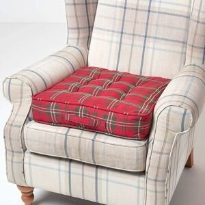 Homescapes - Edward Tartan Cotton Armchair Booster Cushion - Red