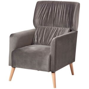 Eva Velvet High Back Armchair, Dark Grey - Dark Grey - Homescapes