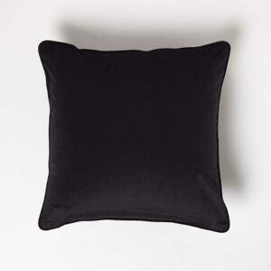 Homescapes - Black Filled Velvet Cushion with Piped Edge 46 x 46 cm - Black