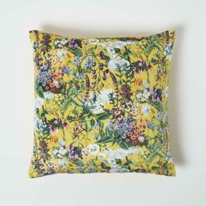 HOMESCAPES Floral Botanical Garden Yellow Cushion 46 x 46 cm - Mustard