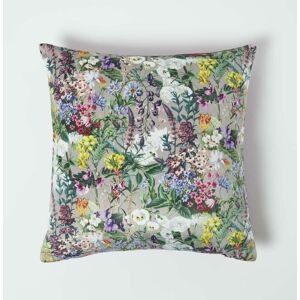 Floral Botanical Garden Purple Cushion 46 x 46 cm - Purple, Taupe - Homescapes