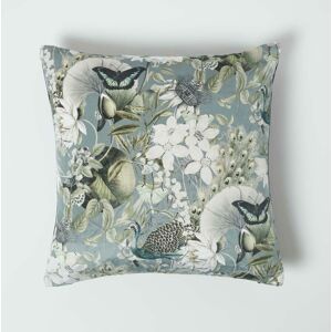 Floral Butterfly Garden Grey Cushion 46 x 46 cm - Grey, Black - Homescapes