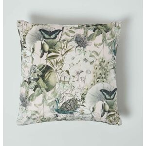 HOMESCAPES Floral Butterfly Garden Pink Cushion 46 x 46 cm - Pink, Grey