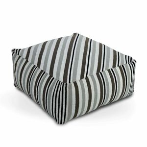 Grey, Black and White Stripe Beanbag Cube Pouffe Large 60 x 60 x 30 cm - Grey & White - Homescapes