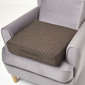 Homescapes - Brown Suede Orthopaedic Foam Armchair Booster Cushion - Chocolate