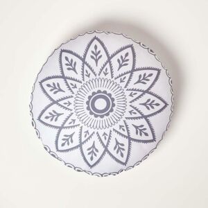 Henna Round Grey Outdoor Cushion 40 cm - Grey - Homescapes