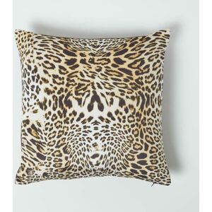 Homescapes - Leopard Print Velvet Cushion 46 x 46 cm - Gold, Black