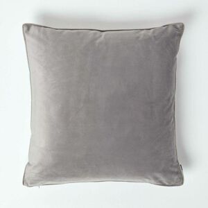 HOMESCAPES Soft Grey Velvet Cushion, 50 x 50 cm - Grey