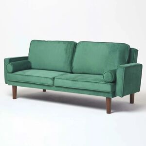 Stanley Velvet Click Clack Sofa Bed with Armrests, Dark Green - Dark Green - Homescapes