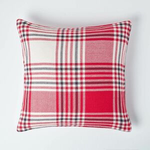 Red Tartan Pattern Cushion Cover, 45 x 45 cm - Red - Homescapes