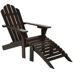 Garden Chair with Ottoman Wood Brown VD29825 - Hommoo