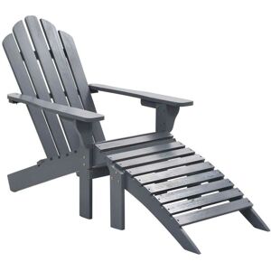 Garden Chair with Ottoman Wood Grey - Hommoo