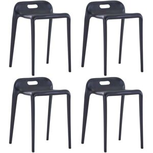 Stackable Stools 4 pcs Black Plastic VD13173 - Hommoo