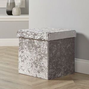 Home Source - Folding Ottoman Square Ice Silver - Multicoloured