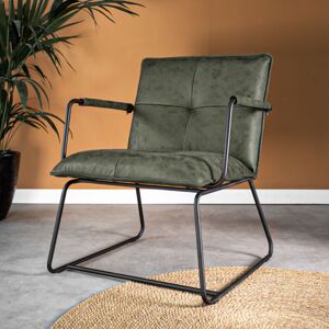 Furnwise - Industrial Arm Chair Hailey Green Eco-Leather - Green