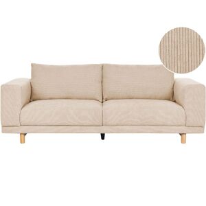 BELIANI Jumbo Cord 3 Seater Sofa Minimalistic Style Wide Armrests Cushioned Backrest Corduroy Beige Nivala - Beige